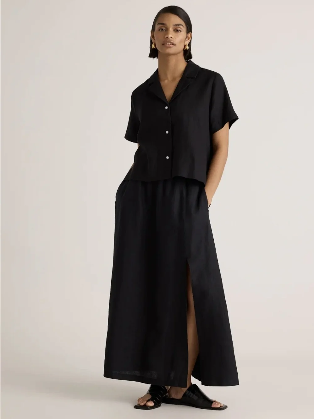 NWT QUINCE 100% European Linen Maxi Skirt